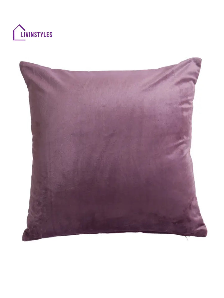 Eyda Velvet Purple Color Beaded Sequin Set Of 2 Cushion Cover-18X18 Inch