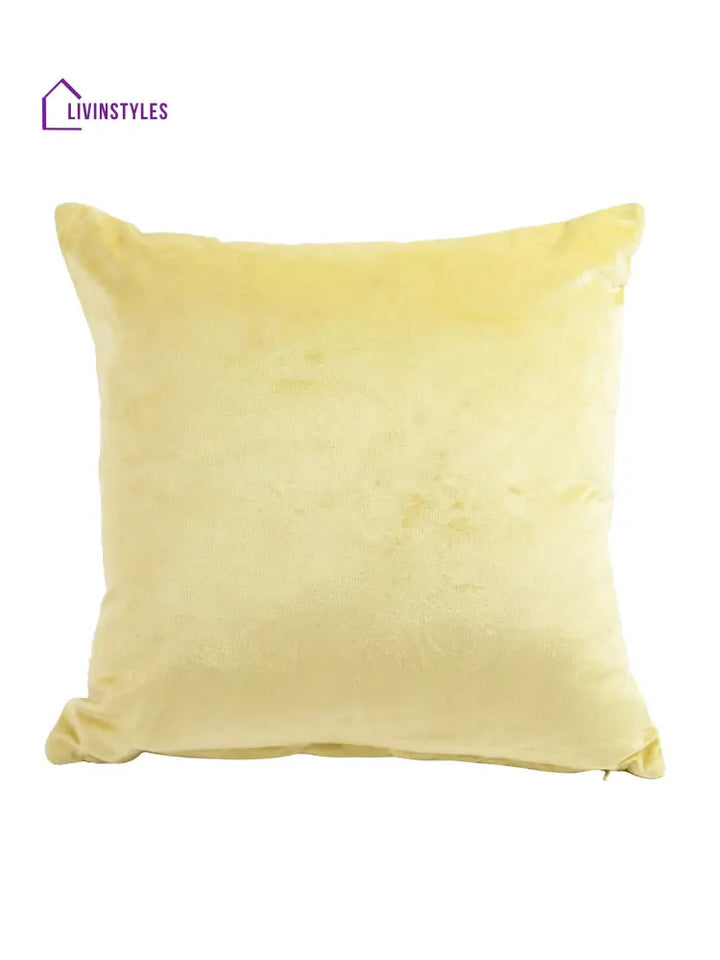 Eyda Velvet Yellow Color Beaded Sequin Cushion Cover Set Of 2-18X18 Inch