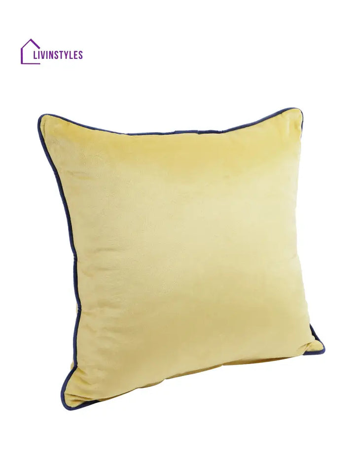Eyda Velvet Yellow Color Cushion Cover Set Of 2-18X18 Inch