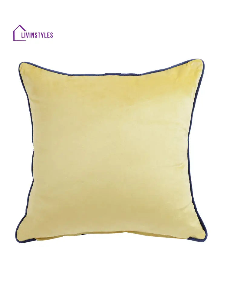 Eyda Velvet Yellow Color Cushion Cover Set Of 2-18X18 Inch