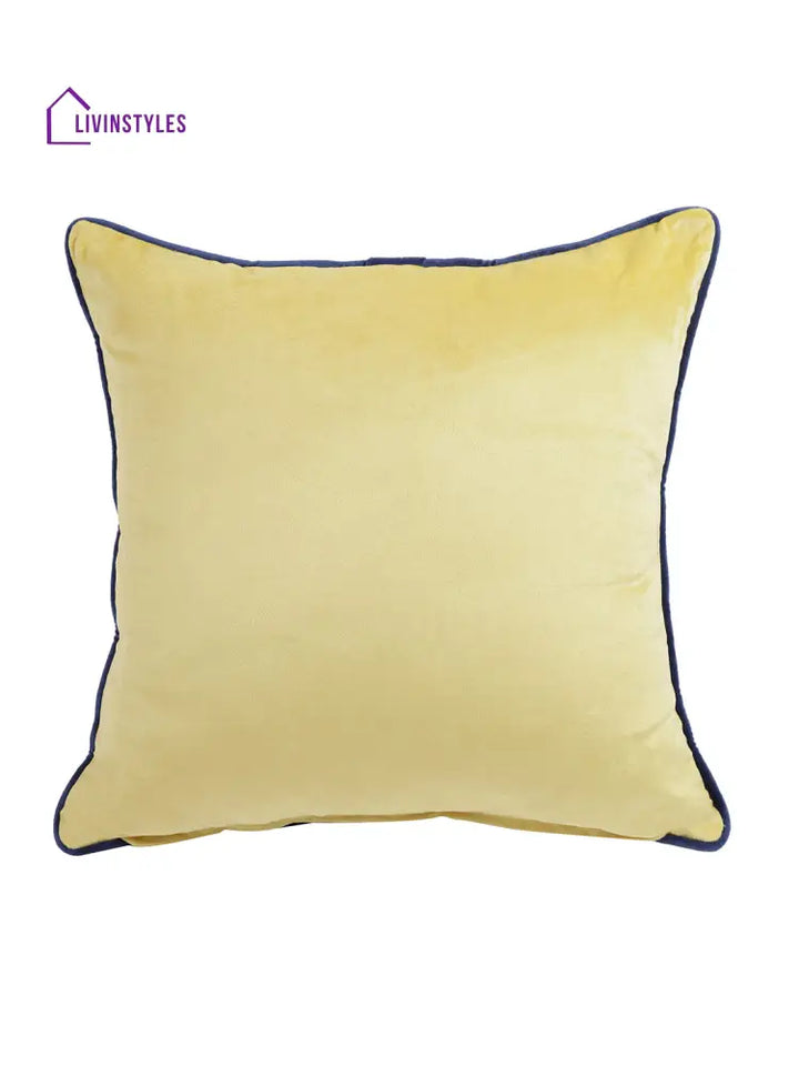 Eyda Velvet Yellow Color Cushion Cover Set Of 2-18X18 Inch