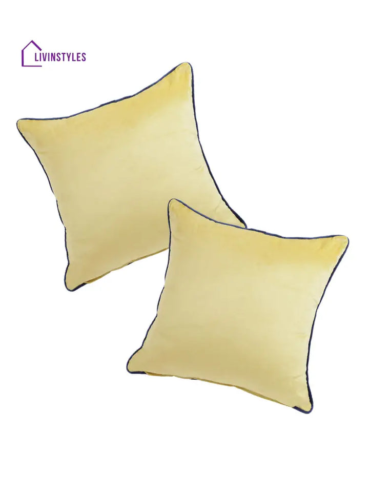 Eyda Velvet Yellow Color Cushion Cover Set Of 2-18X18 Inch