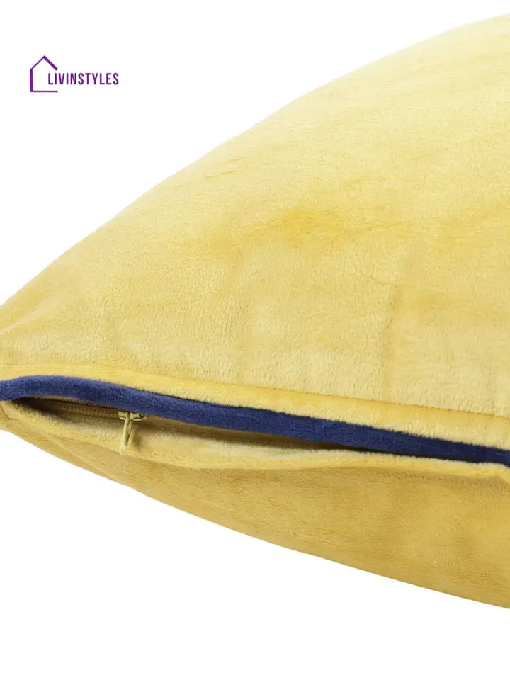 Eyda Velvet Yellow Color Cushion Cover Set Of 2-18X18 Inch