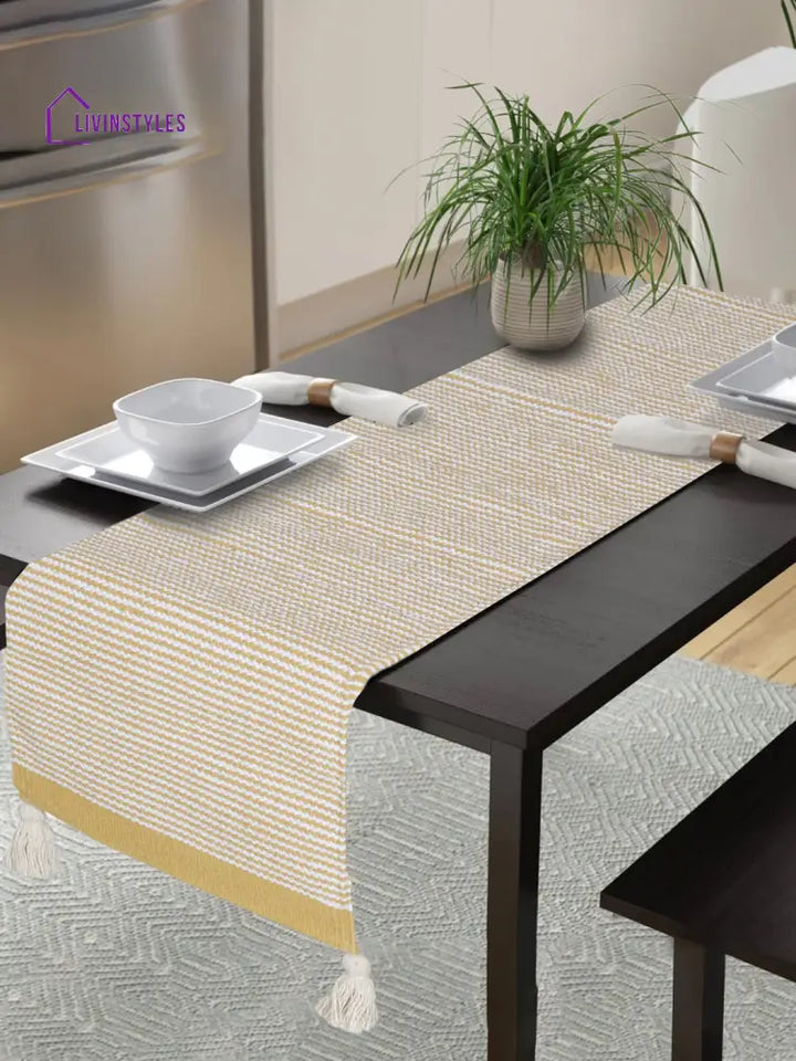 Eyda Yellow Color Cotton Table Runner