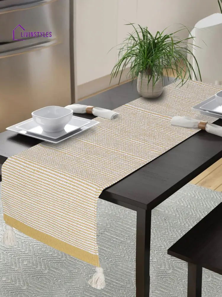 Eyda Yellow Color Cotton Table Runner