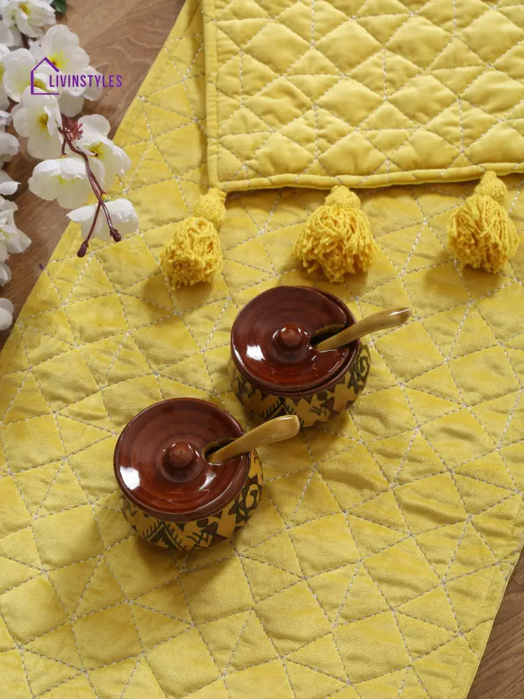 Eyda Yellow Color Quilted Table Runner