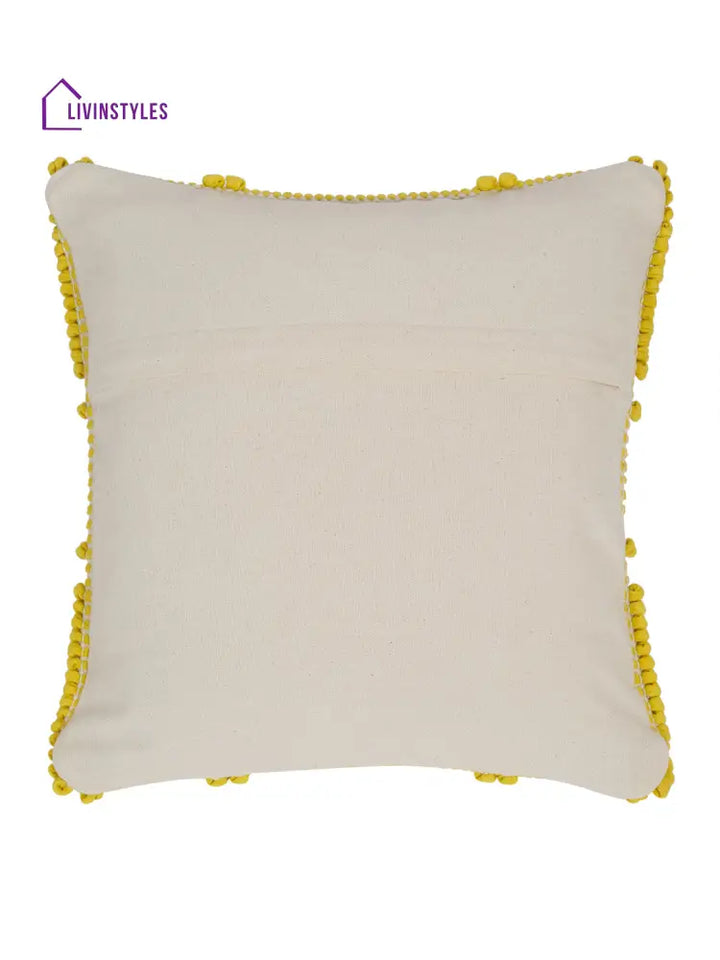 Eyda Yellow Cotton Hand Woven Cushion Cover Set Of 2