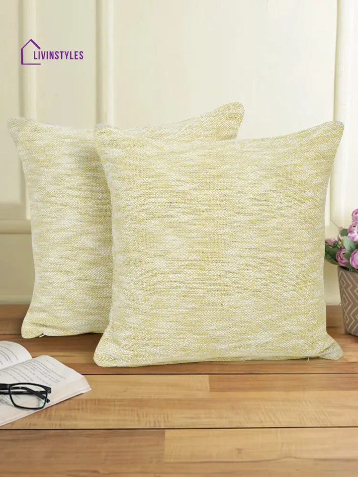 Eyda Yellow Cotton Solid Cushion Cover Set Of 2