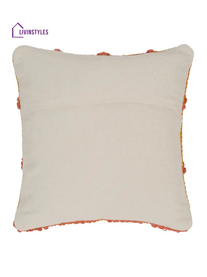 Eyda Yellow & Peach Cotton Hand Woven Cushion Cover Set Of 2