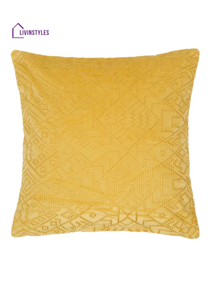 Eyda Yellow Velvet Cushion Covers Set Of 2