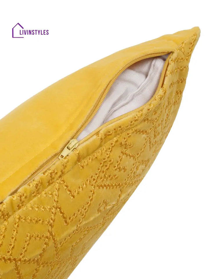 Eyda Yellow Velvet Cushion Covers Set Of 2