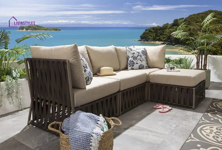 Ezequiel Outdoor Sofa Set 3 Seater and 1 Ottoman Set (Brown) - Sofa Sets