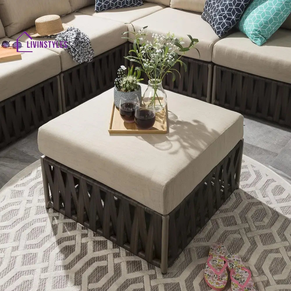 Ezequiel Outdoor Sofa Set 3 Seater and 1 Ottoman Set (Brown) - Sofa Sets
