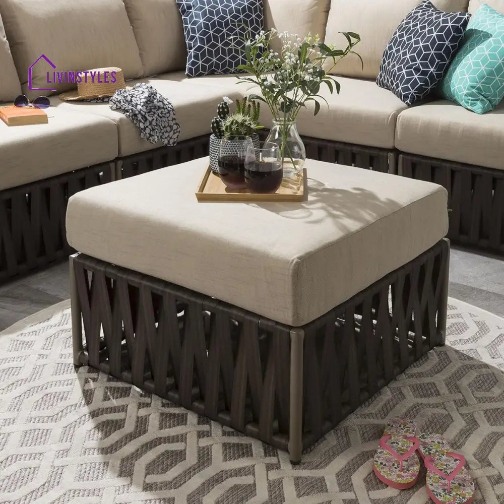 Ezequiel Outdoor Sofa Set 3 Seater and 1 Ottoman Set (Brown) - Sofa Sets