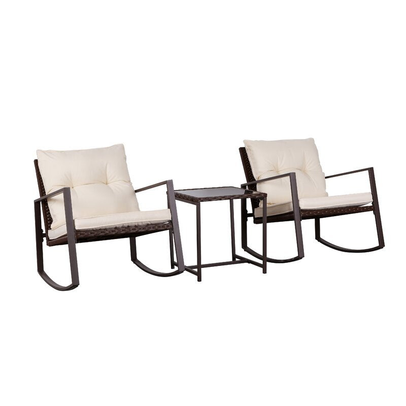 Duchess Outdoor Patio Seating Set 2 Chairs and 1 Table Set (Black)