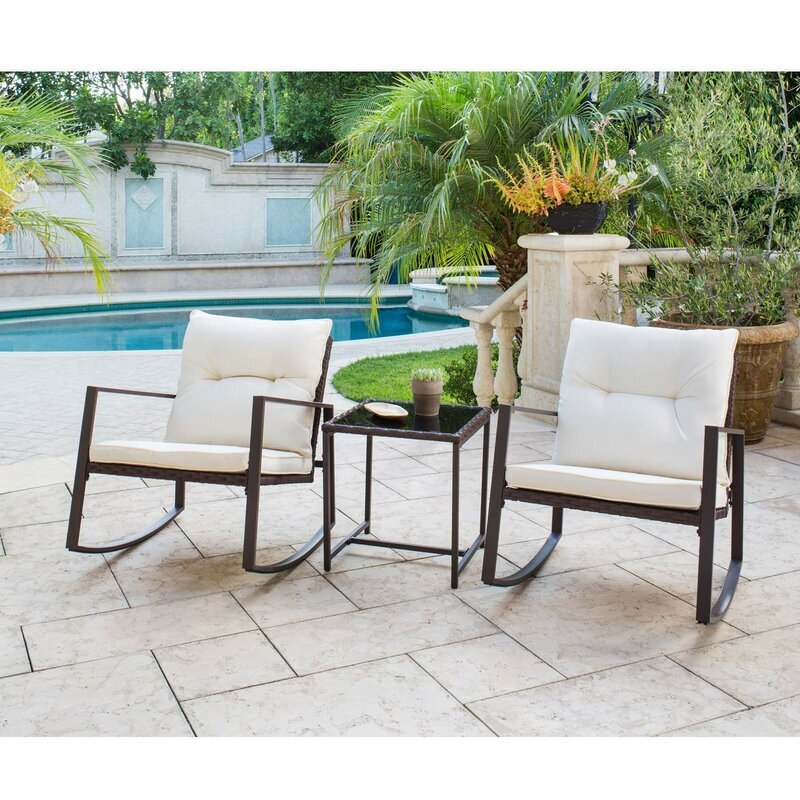 Duchess Outdoor Patio Seating Set 2 Chairs and 1 Table Set (Black)
