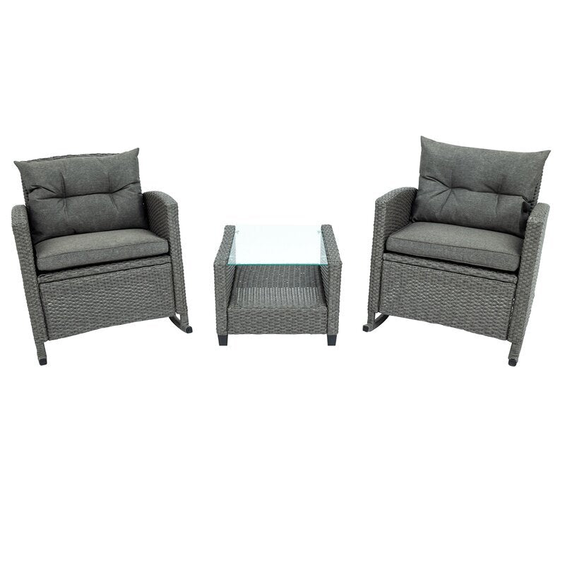 Vicy Outdoor Patio Seating Set 2 Chairs and 1 Table Set (Grey)