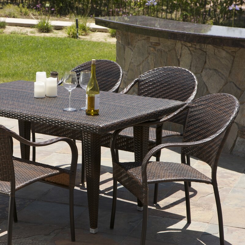 Michele Outdoor Patio Dining Set 6 Chairs and 1 Table (Brown)