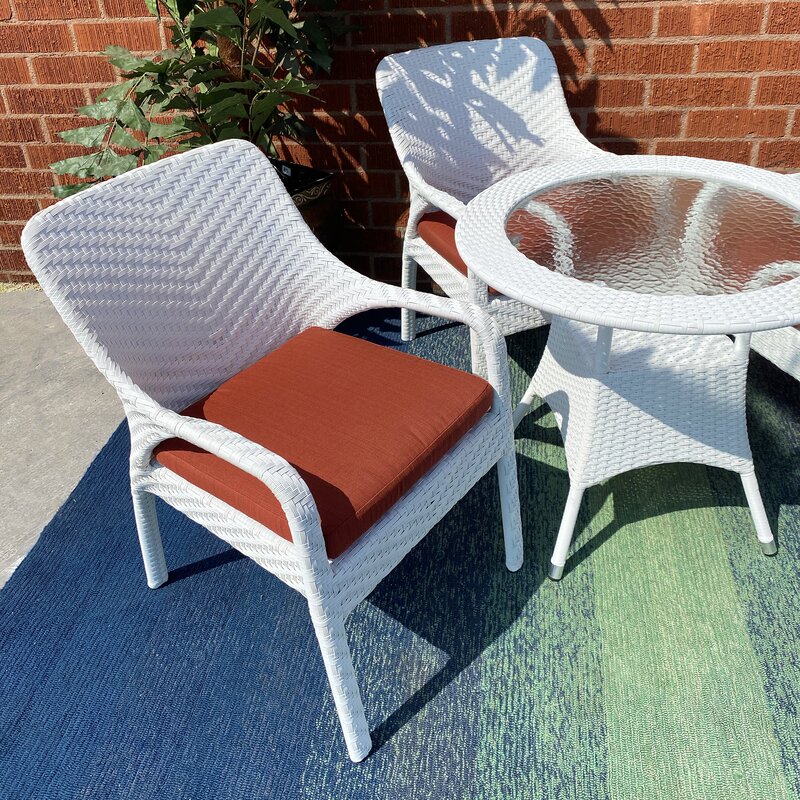 Binky Outdoor Patio Seating Set 4 Chairs and 1 Table Set (White)