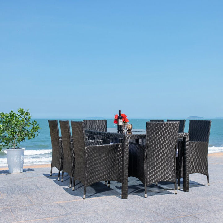 Filiberto Outdoor Patio Dining Set 8 Chairs and 1 Table (Black)