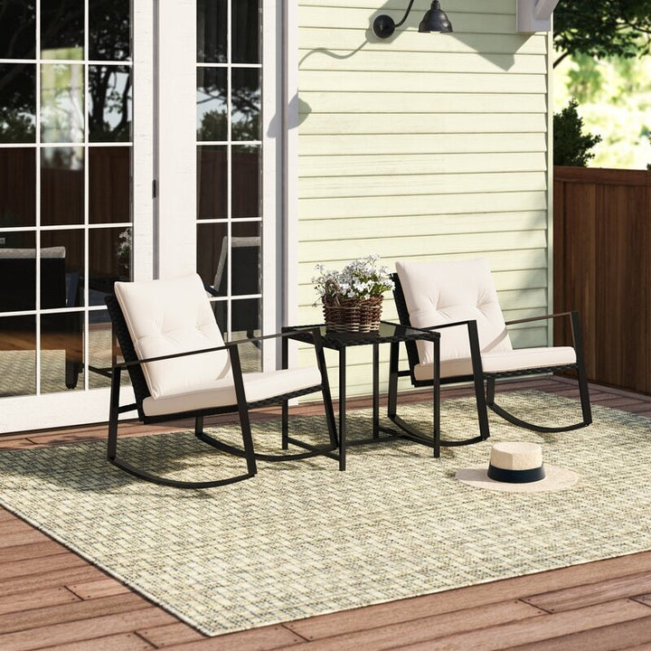 Duchess Outdoor Patio Seating Set 2 Chairs and 1 Table Set (Black)