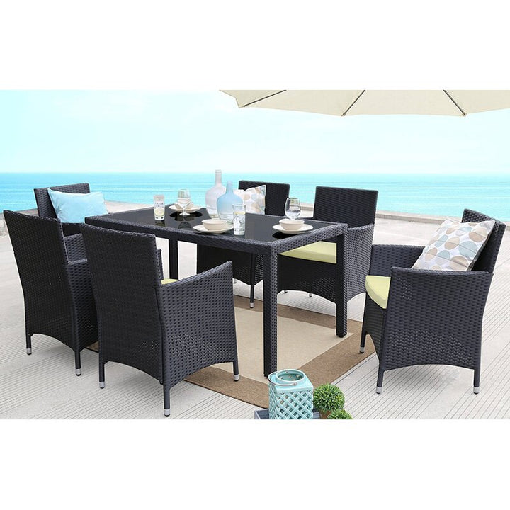 Lombardo Outdoor Patio Dining Set 6 Chairs and 1 Table (Black)