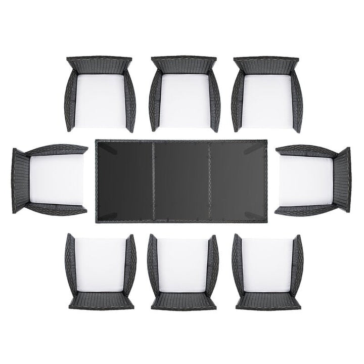Filiberto Outdoor Patio Dining Set 8 Chairs and 1 Table (Black)