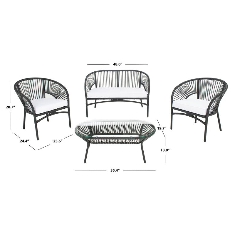 Amedea Outdoor Sofa Set 2 Seater , 2 Single seater and 1 Center Table (Black + White)