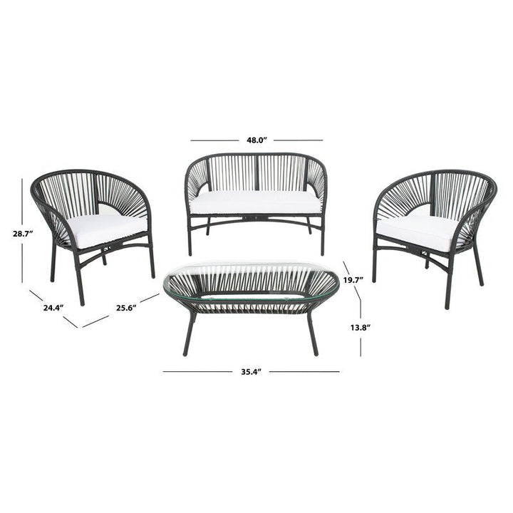 Amedea Outdoor Sofa Set 2 Seater , 2 Single seater and 1 Center Table (Black + White)