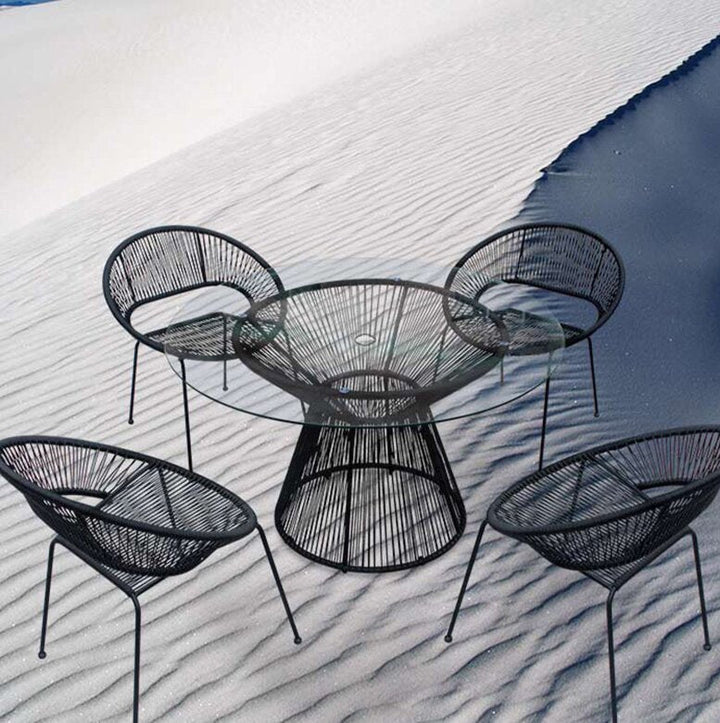 Ines Outdoor Patio Dining Set 4 Chairs and 1 Table (Black)