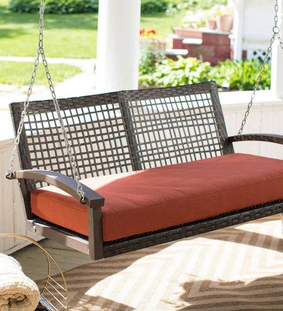 Augusto Double Seater Hanging Swing Without Stand For Balcony , Garden Swing (Dark Brown)