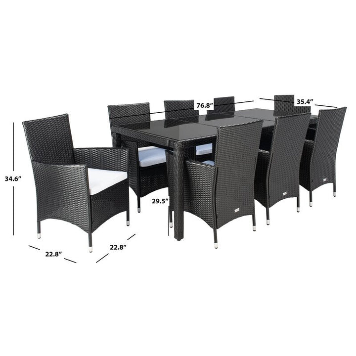 Filiberto Outdoor Patio Dining Set 8 Chairs and 1 Table (Black)