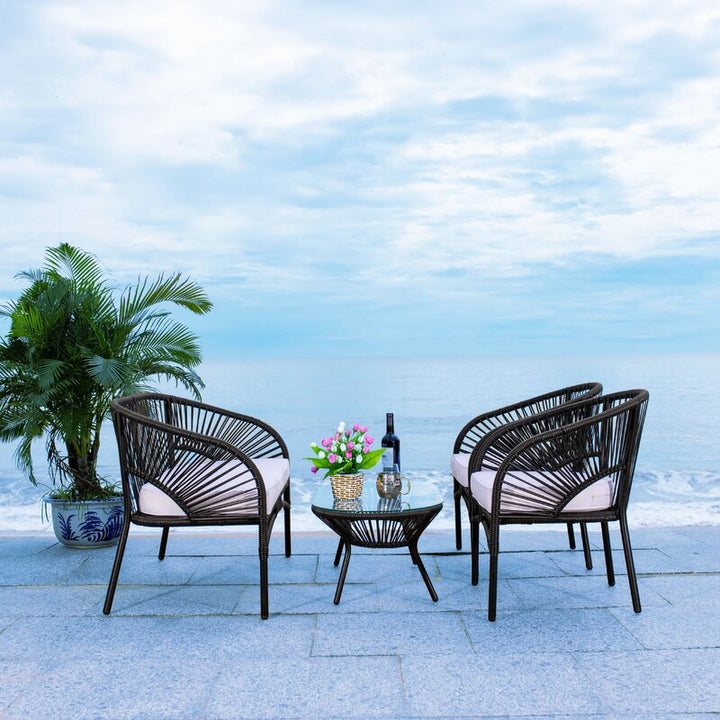 Amedea Outdoor Sofa Set 2 Seater , 2 Single seater and 1 Center Table (Black + White)