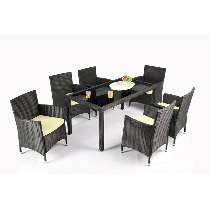 Lombardo Outdoor Patio Dining Set 6 Chairs and 1 Table (Black)