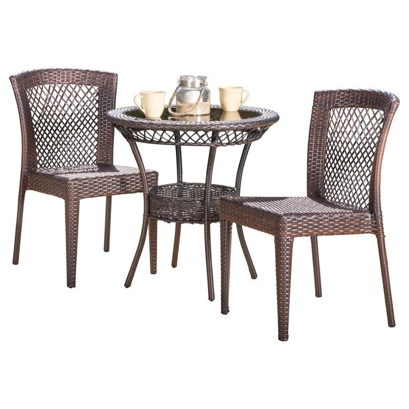Remy Outdoor Patio Seating Set 2 Chairs and 1 Table Set (Brown)