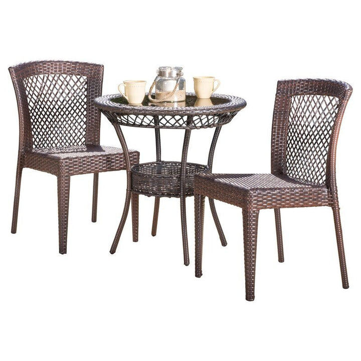 Remy Outdoor Patio Seating Set 2 Chairs and 1 Table Set (Brown)