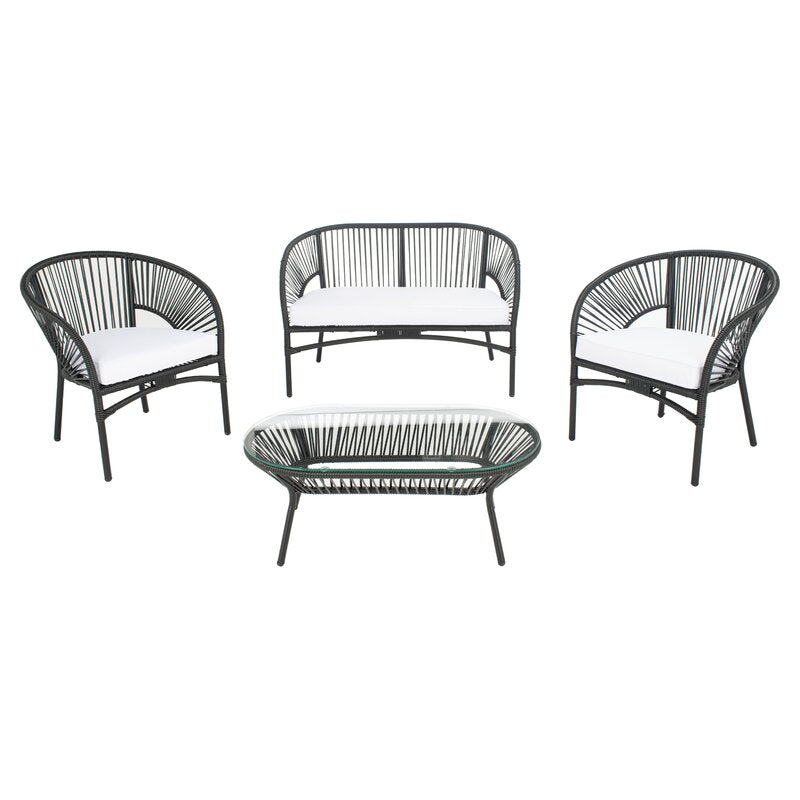 Amedea Outdoor Sofa Set 2 Seater , 2 Single seater and 1 Center Table (Black + White)