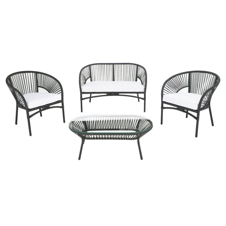 Amedea Outdoor Sofa Set 2 Seater , 2 Single seater and 1 Center Table (Black + White)