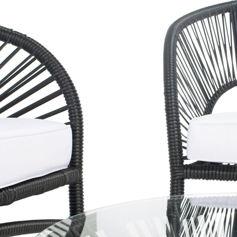 Amedea Outdoor Sofa Set 2 Seater , 2 Single seater and 1 Center Table (Black + White)