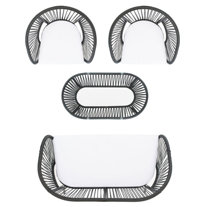 Amedea Outdoor Sofa Set 2 Seater , 2 Single seater and 1 Center Table (Black + White)