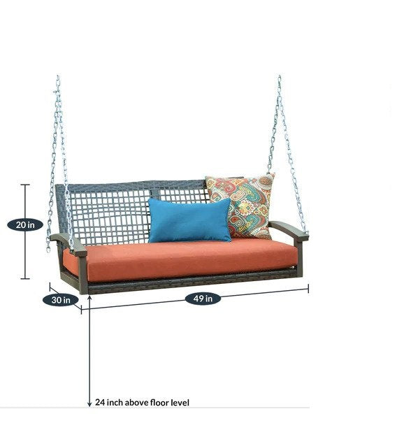 Augusto Double Seater Hanging Swing Without Stand For Balcony , Garden Swing (Dark Brown)