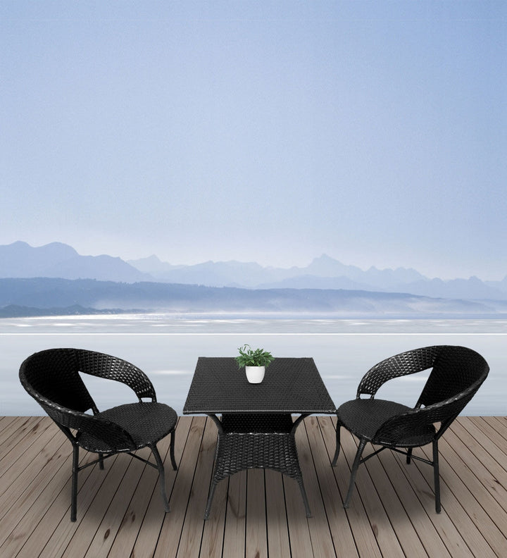 Trudy Outdoor Patio Seating Set 2 Chairs and 1 Table Set (Black)