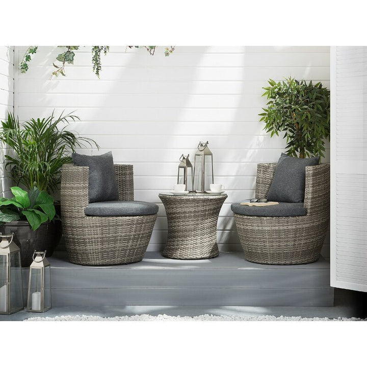 Tisca Outdoor Patio Seating Set 2 Chairs and 1 Table Set (Seashell)