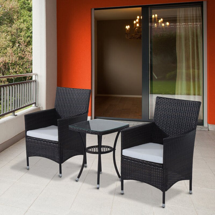 Bea Outdoor Patio Seating Set 2 Chairs and 1 Table Set (Black)