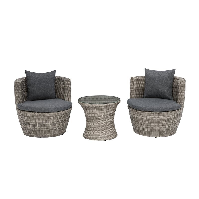 Tisca Outdoor Patio Seating Set 2 Chairs and 1 Table Set (Seashell)