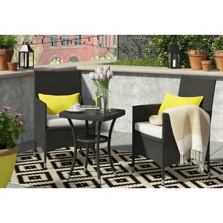 Bea Outdoor Patio Seating Set 2 Chairs and 1 Table Set (Black)