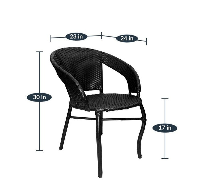 Trudy Outdoor Patio Seating Set 2 Chairs and 1 Table Set (Black)