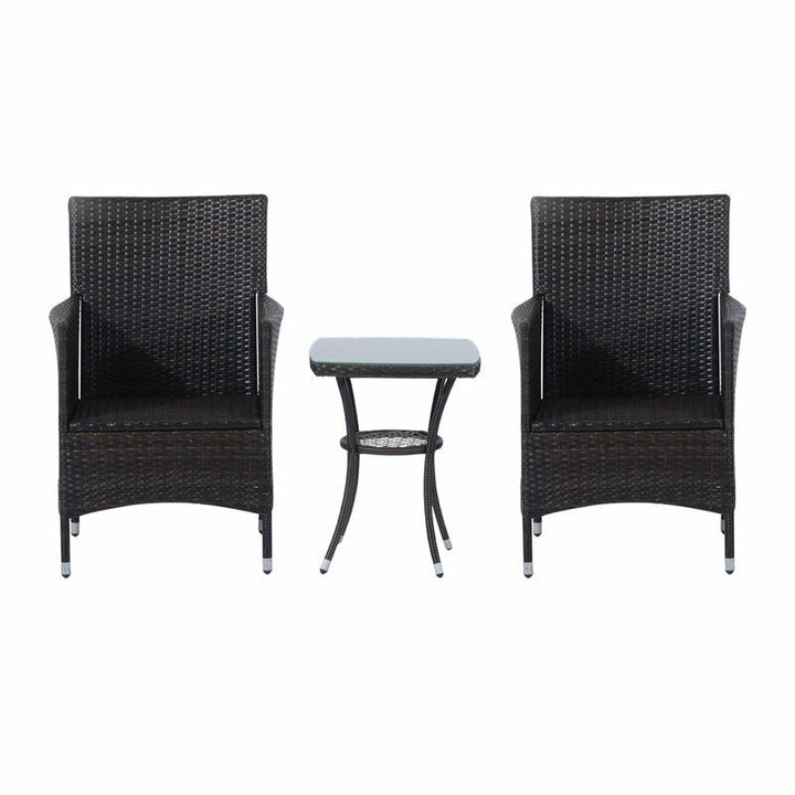Bea Outdoor Patio Seating Set 2 Chairs and 1 Table Set (Black)