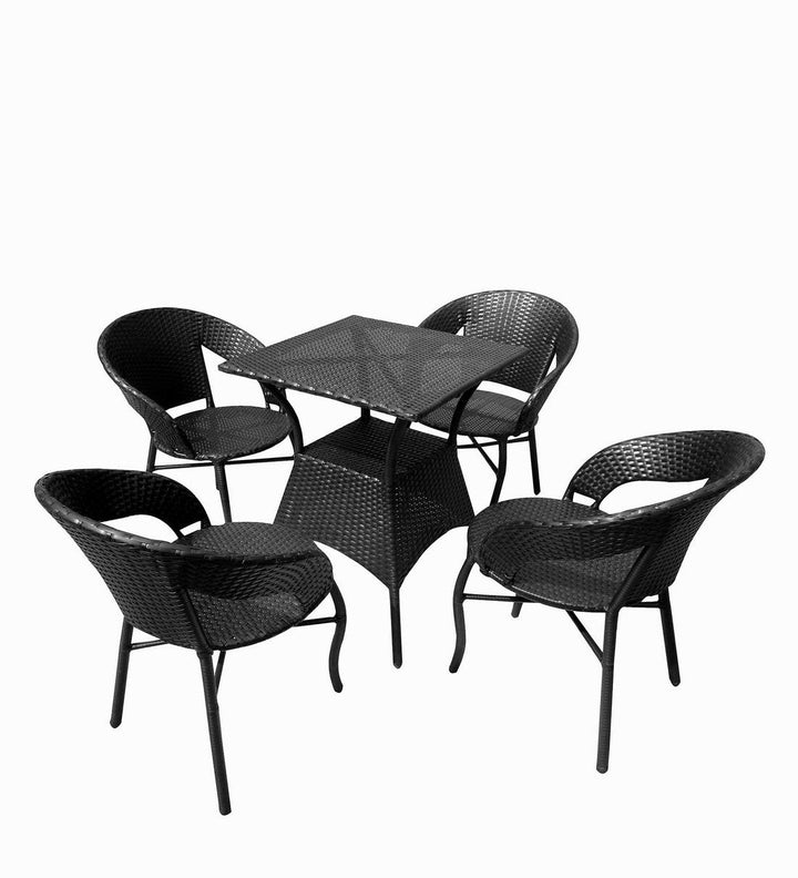 Labon Outdoor Patio Seating Set 4 Chairs and 1 Table Set (Black)