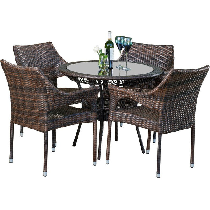 Donini Outdoor Patio Dining Set 4 Chairs and 1 Table (Brown)